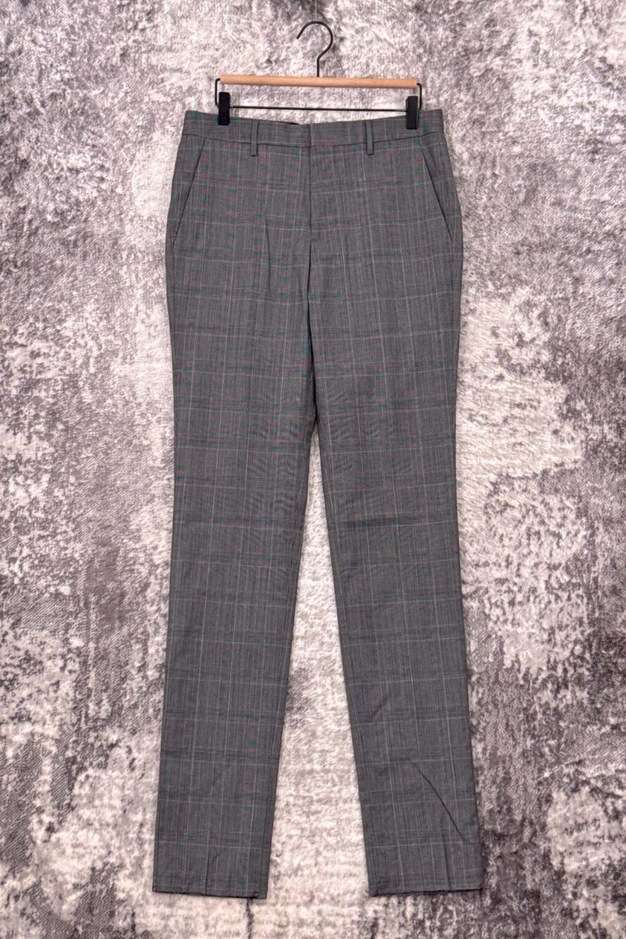 New Bonobos Dress Pants 31 Mens Slim Fit Gray Plaid Italian Wool Trouser